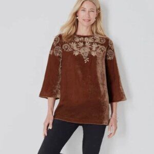 NWT J. Jill Velvet Top Auburn Cream M